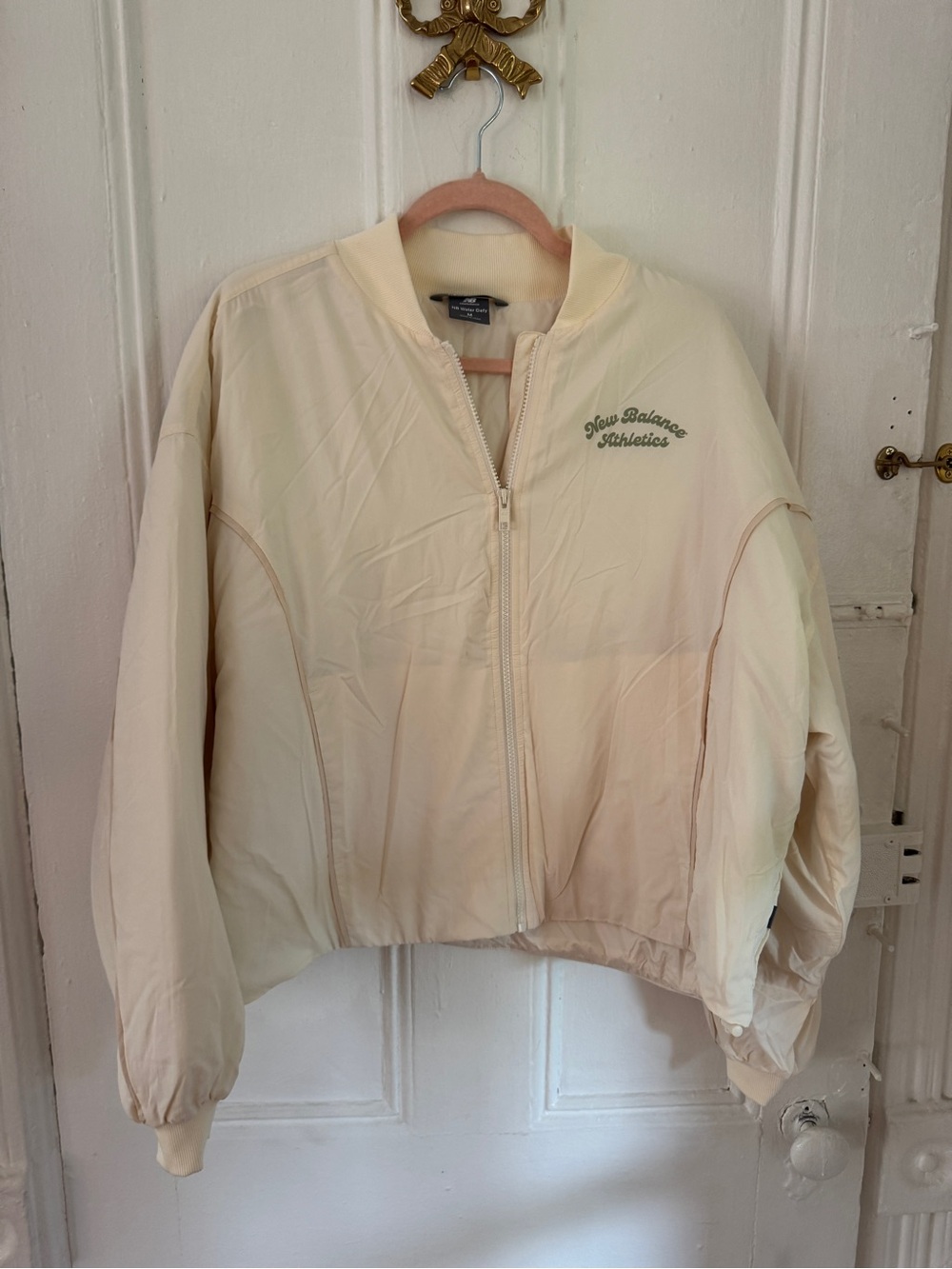 New Balance Cream Lightweight Zip Bomber Jacket